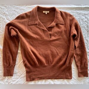 Madewell Collared Cropped Merino Wool Sweater, Size Large